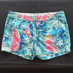 Callahan Blue and Pink Bermuda Shorts Vibrant Summer Style Lilly Pulitzer sz 12